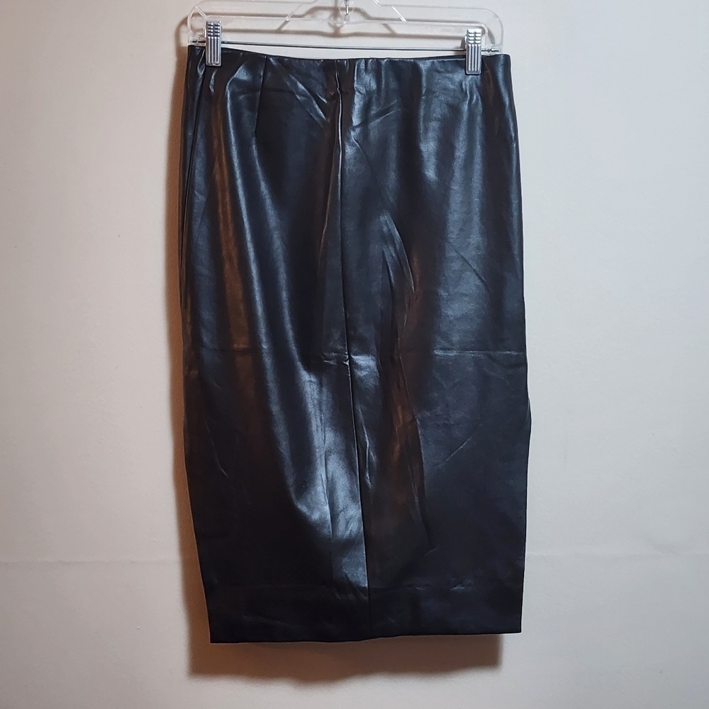 Babaton Black Faux Leather Pencil Skirt